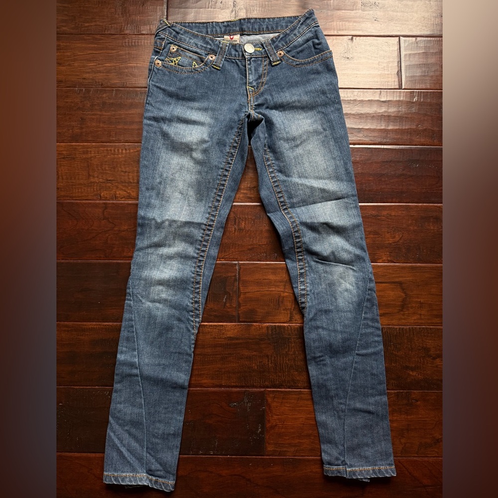 Y2K True Religion Julie Big T Skinny Jeans Size 26 Made in USA